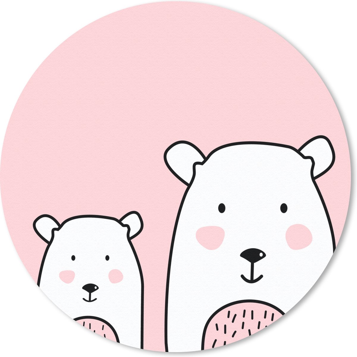 Muismat rond 40x40 cm - Mousepad Beer - Roze - Pastel - Ronde muismatten