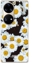 6F hoesje - geschikt voor Huawei P50 Pro -  Transparant TPU Case - Daisies #ffffff