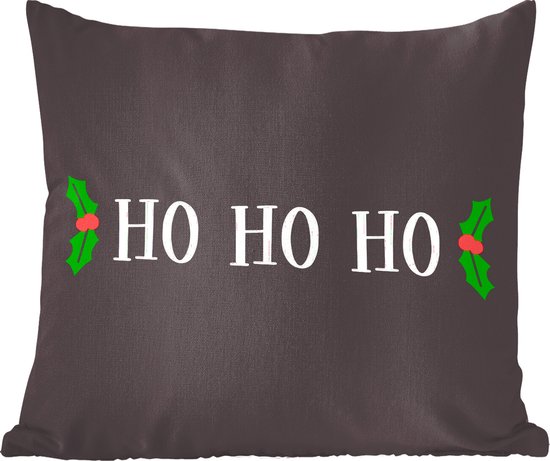 Sierkussens - Kussentjes Woonkamer - 45x45 cm - Kerst quote "Ho ho ho" tegen een zwarte achtergrond - Kerstversiering - Kerstdecoratie voor binnen - Woonkamer