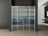 Bally Schuifbare Douche Nisdeur 4-Delig 180x200cm 8mm Antikalk Veiligheidsglas Met NANO Coating Chroom