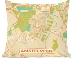Sierkussens - Kussentjes Woonkamer - 45x45 cm - Stadskaart - Amstelveen - Vintage - Plattegrond