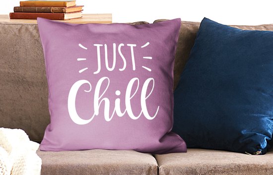 Sierkussen - Just Chill Sur Fond Violet - Multicolore - 60 Cm X 60 Cm