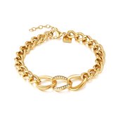 Twice As Nice Armband in goudkleurig edelstaal, gourmet en ovale schakels  16 cm+3 cm