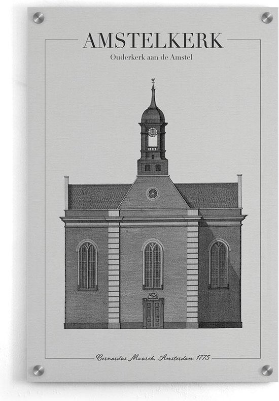 Walljar - Amstelkerk - Muurdecoratie - Acrylglas schilderij - 60 x 90 cm