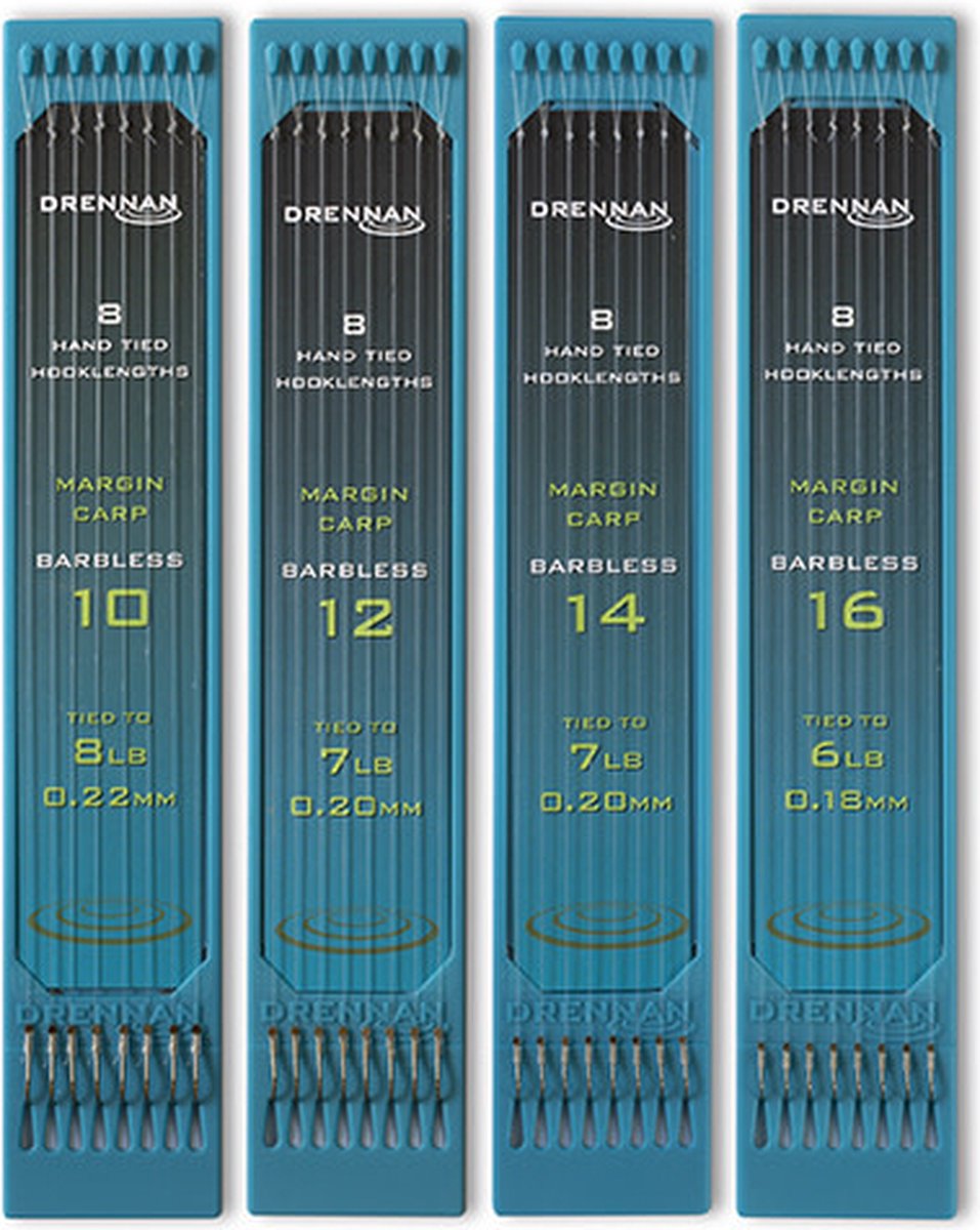 Drennan Margin Carp Barbless (8 pcs) - Maat : 15cm - haak 12 - 0.20mm