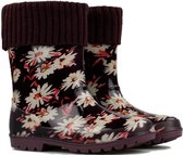 *gevoerd* regenlaarzen bordeaux met bloemen-40