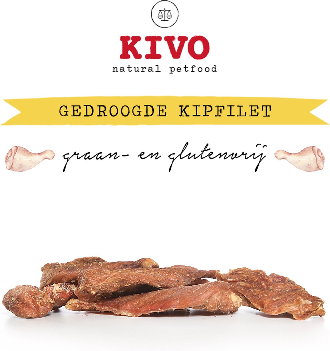 Kivo Petfood Hondensnack Gedroogde Kipfilet 300 gram - Graanvrij en Glutenvrij