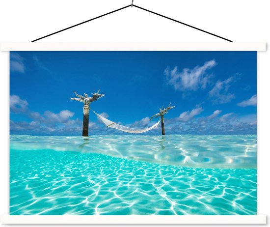 Affiche scolaire - Été - Mer - Hamac - 150x100 cm - Affiche textile Lattes Witte - Affiche textile