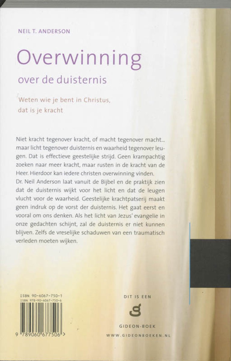 Overwinning over de duisternis - back cover