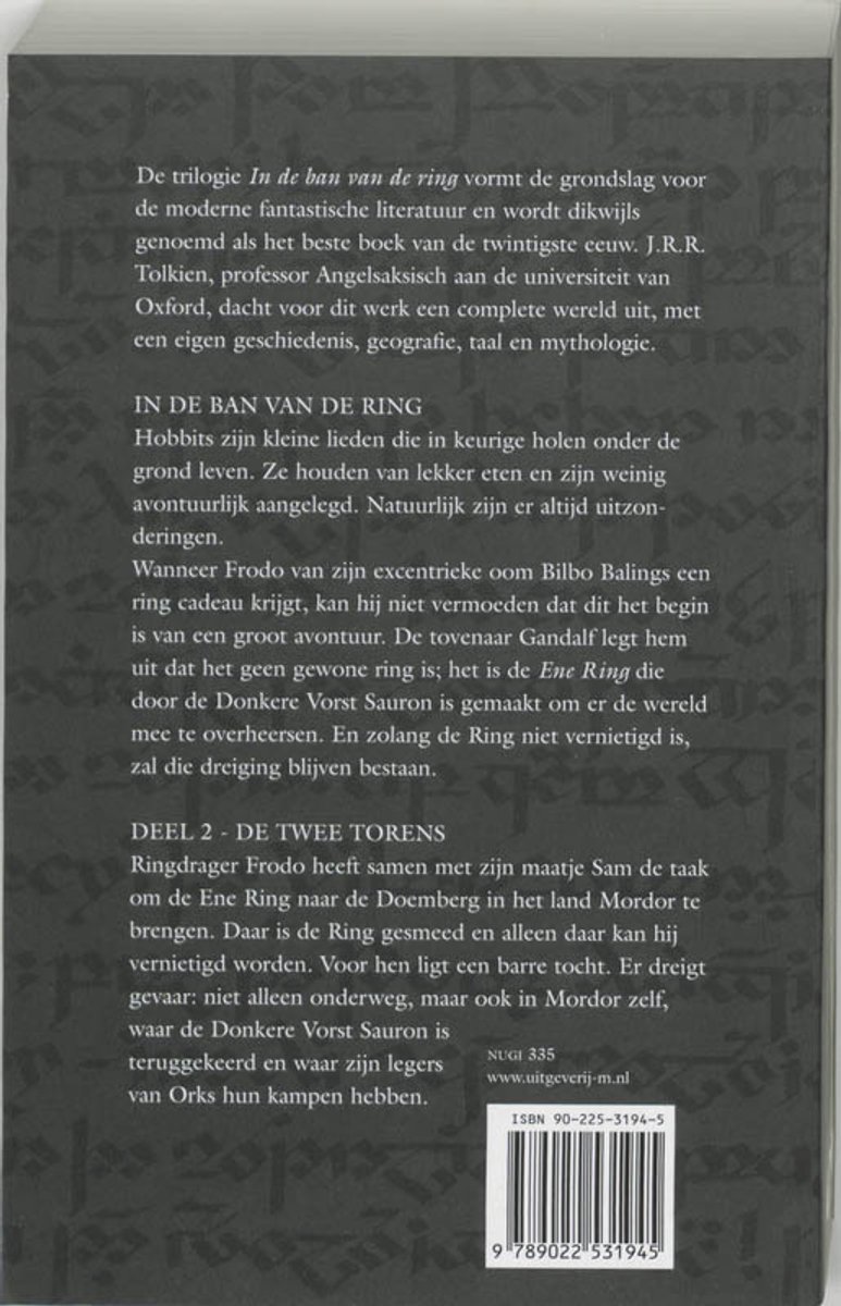In de ban van de ring 2 - De twee torens - back cover