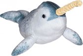 Pluche knuffel Narwal walvis van ongeveer 35 cm - Speelgoed knuffelbeesten - haaien knuffels