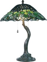 Tiffany Tafellamp Ø 47*58 cm E27/max 2*60W Groen Glas in lood Tiffany Bureaulamp Tiffany Lampen