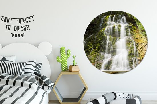 Cercle mural - Cercle mural - Cascade dans le Parc National Forillon au Canada - Aluminium - ⌀ 120 cm - Intérieur et Extérieur XXL