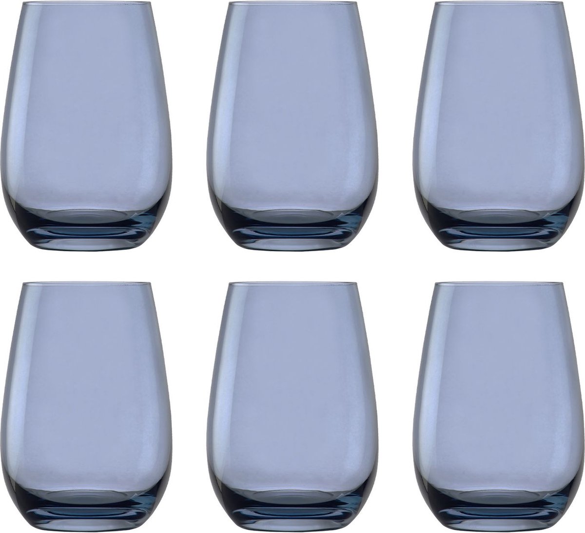 Gekleurde drinkglazen ELEMENTS set van 6, blauwgrijs, 465 ml