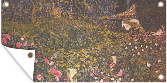 Tuinposter Italiaans tuinbouwlandschap - Gustav Klimt - 80x40 cm - Wanddecoratie Buiten - Tuinposter - Tuindoek - Schuttingposter - Tuinschilderij