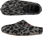 Dames instap slippers/pantoffels luipaard print grijs maat 37-38