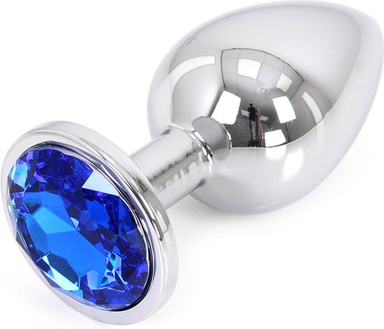 Perfect Lover - Buttplug Aluminium - Blauw Sierkristal - Maat L