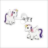 Aramat jewels ® - Unicorn oorbellen unicorn sterling zilver multikleur 8mm x 7mm