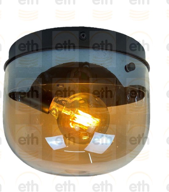 ETH Plafondlamp Dopp 1x E27 licht amber glas/zwart