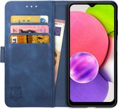 Rosso Element Book Case Wallet Hoesje Geschikt voor Samsung Galaxy A03s | Portemonnee | 3 Pasjes | Magneetsluiting | Stand Functie | Blauw