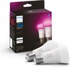 Philips Hue Slimme Lichtbron E27 Duopack - White and Color Ambiance - 6.5W - Bluetooth - 2 Stuks