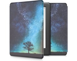 kwmobile e-reader hoesje geschikt voor Kobo Glo HD / Touch 2.0 hoes - E reader flip case met magnetische sluiting - Ereader cover - Sterrenstelsel en Boom design in blauw / grijs / zwart