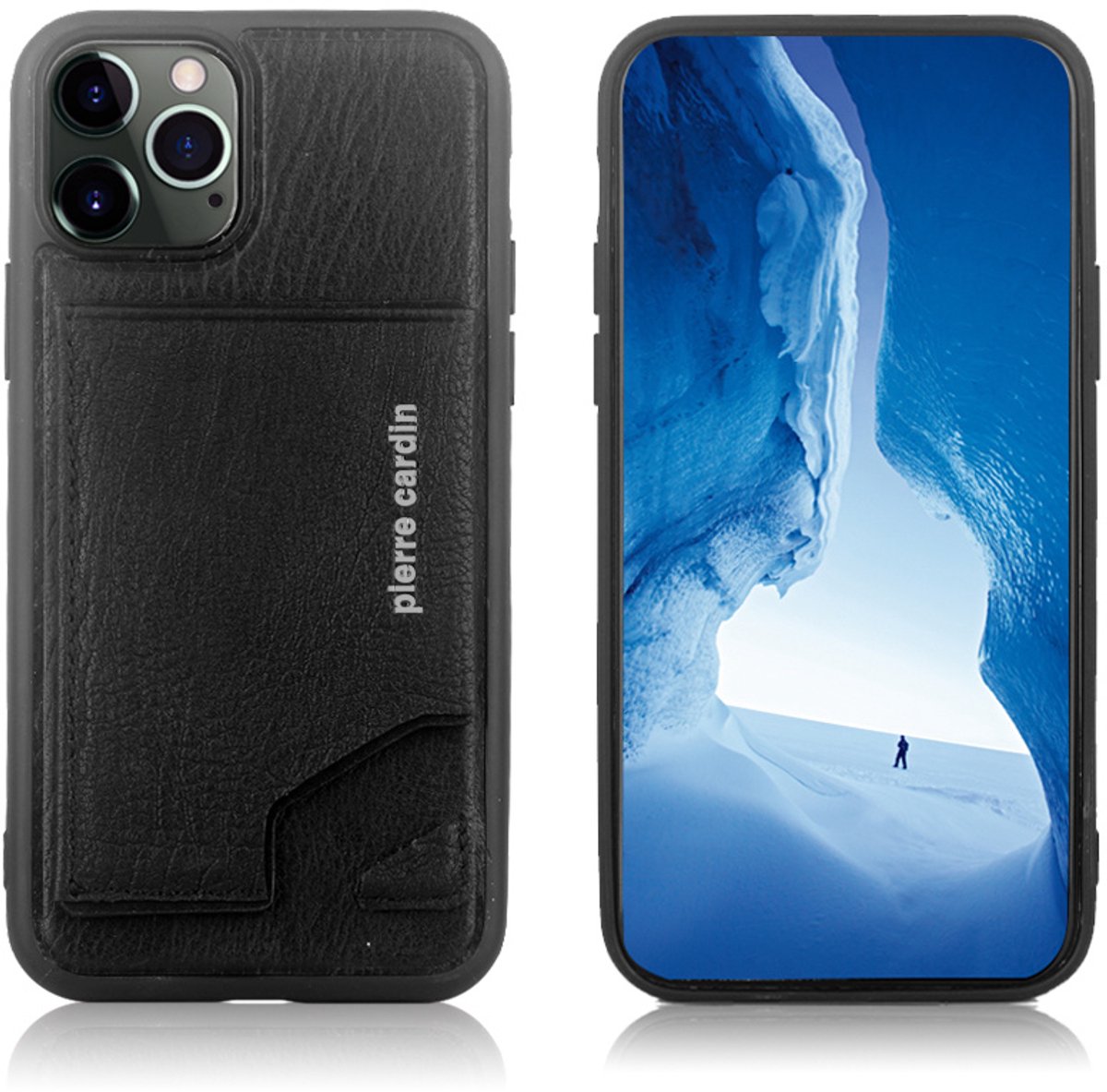 Zwart hoesje van Pierre Cardin - Backcover -iPhone 12 Pro Max - Echt leder
