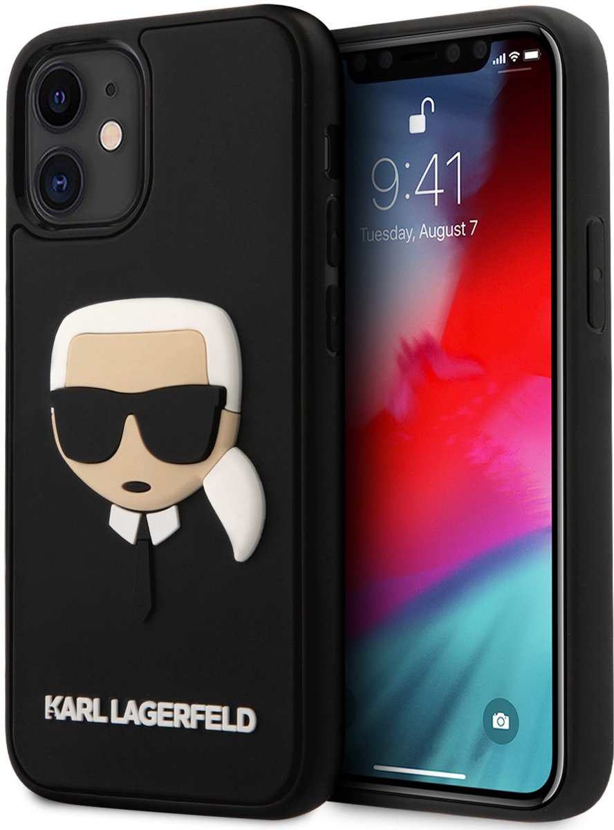Zwart hoesje van Karl Lagerfeld - Backcover - iPhone 12 Mini - 3D Rubber Head