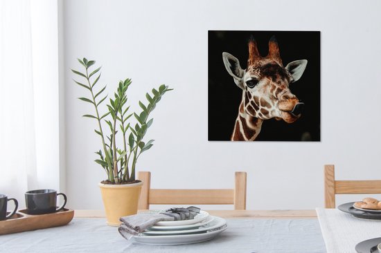 Toile Peinture Girafe - Animaux - Zwart - 50x50 cm - Décoration murale