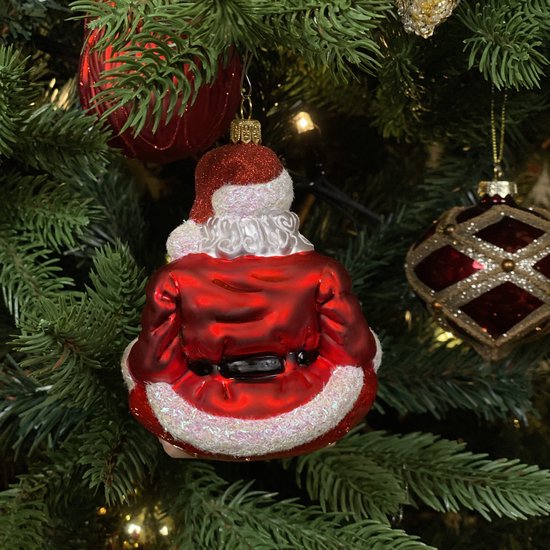 Viv! Home Luxuries Christmas Ornament - Santa Yoga - verre soufflé bouche - rouge - 10,5cm