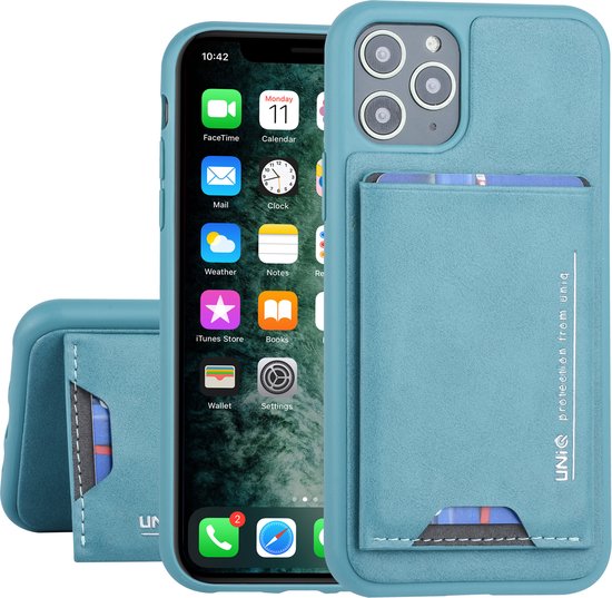Apple iPhone 11 Pro UNIQ Accessory Groen Backcover hoesje Pasjeshouder - 2 Kijkstanden - Kunstleer