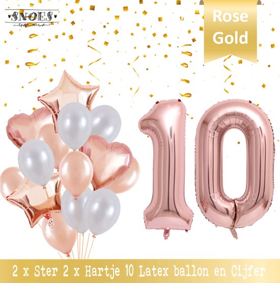 Numéro Ballon 10 Ans Rose Or Rose Bouquet De Pearl * Hourra 10 Ans  Anniversaire