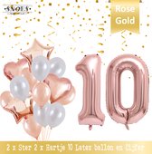 Cijfer Ballon 10 Jaar Rose Gold Pearl Boeket * Hoera 10 Jaar Verjaardag Decoratie Set van 15 Ballonnen * 80 cm Verjaardag Nummer Ballon * Snoes * Verjaardag Versiering * Kinderfees