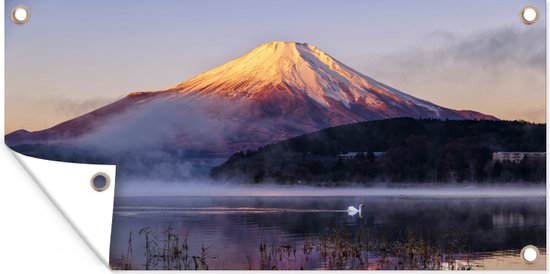 Papier peint mural de montagne Mont fuji et bâtiments japonais