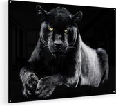 Artaza Glasschilderij - Zwarte Panter - 120x90 - Groot - Plexiglas Schilderij - Foto op Glas