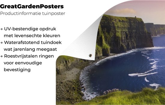 Affiche de jardin Soleil sur les falaises de Moher en Irlande - 80x40 cm