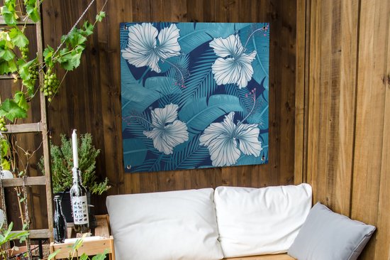 Toile de jardin Tropical - Fleurs - Blauw - 100x100 cm