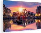 Artaza Glasschilderij - Gondel bij de Rialtobrug in Venetië, Italië - 105x70 - Plexiglas Schilderij - Foto op Glas