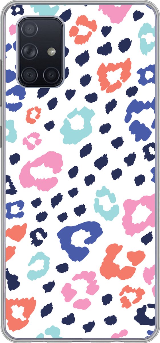 Telefoonhoesje Geschikt voor Samsung Galaxy A51 5G hoesje - Panterprint - Pastel - Kleuren - Siliconen Telefoonhoesje Telefoonhoesje