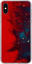 Geschikt voor iPhone Xs Max hoesje - Inkt - abstract - Rood - Blauw - Siliconen Telefoonhoesje