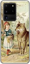Geschikt voor Samsung Galaxy S20 Ultra hoesje - Wolf - Roodkapje - Bos - Siliconen Telefoonhoesje