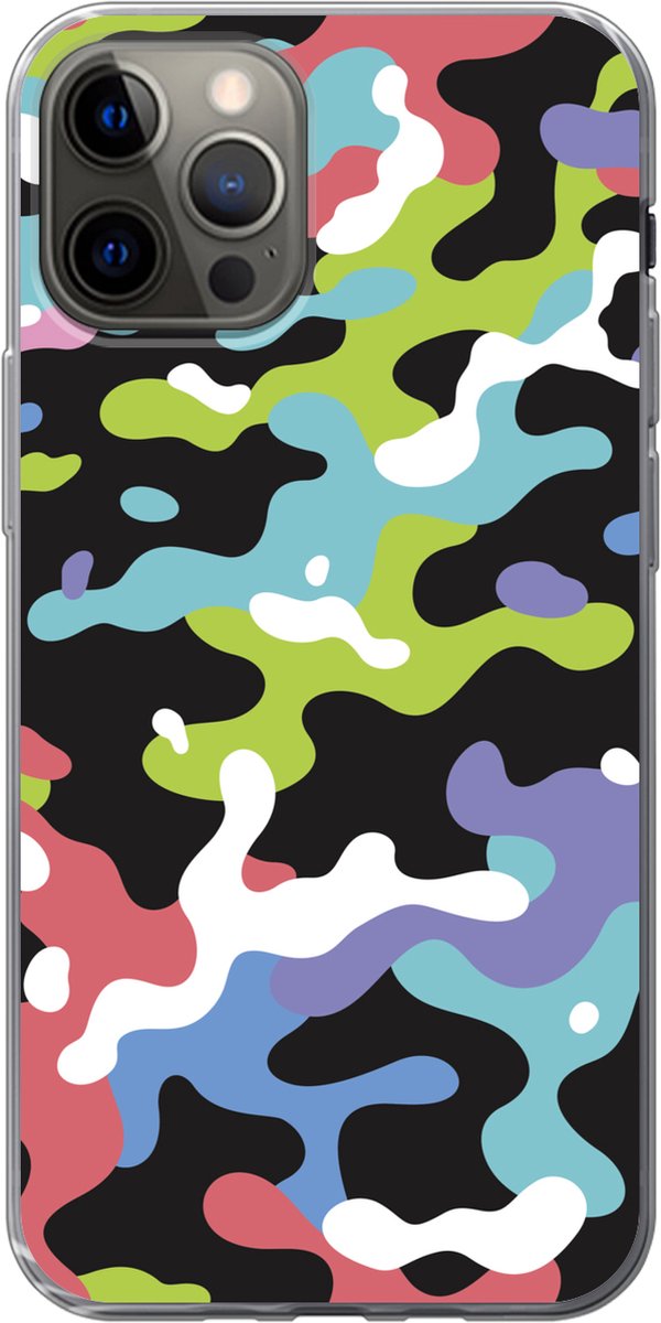 Telefoonhoesje Geschikt voor iPhone 13 Pro hoesje - Kleurrijk camouflage patroon - Siliconen Telefoonhoesje Telefoonhoesje