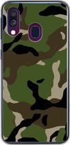 Geschikt voor Samsung Galaxy A40 hoesje - Militair camouflage patroon - Siliconen Telefoonhoesje