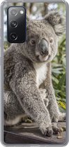 Geschikt voor Samsung Galaxy S20 FE hoesje - Koala - Hout - Planten - Kids - Jongens - Meiden - Siliconen Telefoonhoesje