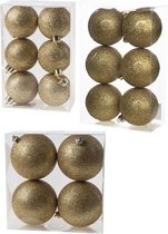 Kerstversiering set glitter kerstballen in het goud 6 - 8 - 10 cm pakket - 50x stuks