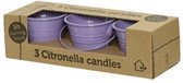 Decoris Citronella kaarsen - in zink potje - set 3x - paars - 5 branduren