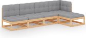 Decoways - 5-delige Loungeset met kussens massief grenenhout