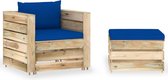 Decoways - 2-delige Loungeset met kussens groen geïmpregneerd hout