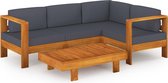 Decoways - 5-delige Loungeset met donkergrijze kussens acaciahout