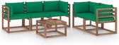 Decoways - 6-delige Loungeset met groene kussens